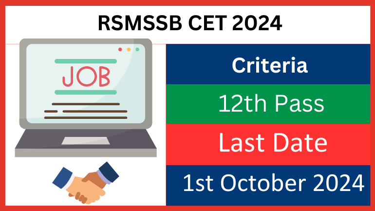 RSMSSB CET 12th Level Online Form 2024