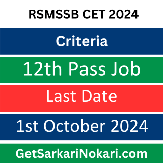 RSMSSB CET 12th Level Online Form 2024